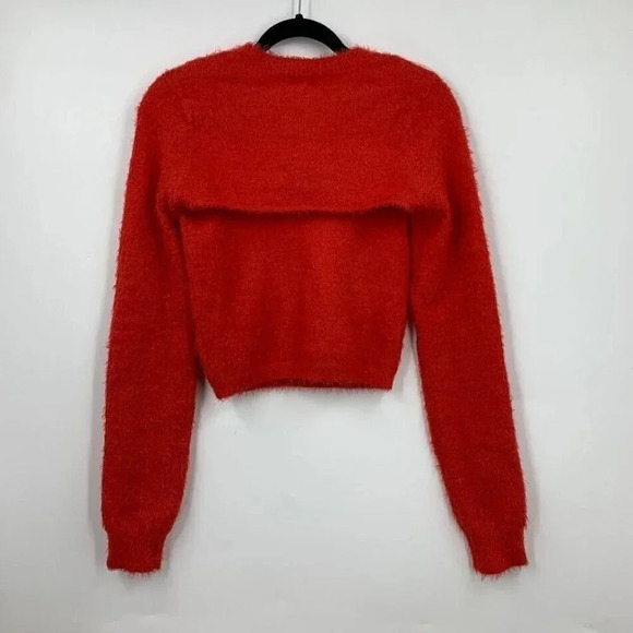 BP Women's Cozy Crop Shrug‎ & Tank Top In Red Chinoise Size XS NWT - Picture 3 of 10
